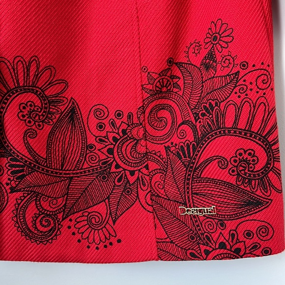 NWOT DESIGUAL Women’s Red Embroidered Overcoat Jacket EU 48 (XXL) - Picture 11 of 15